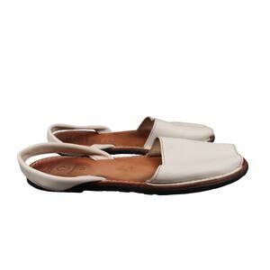 Beatria Shoes Womens 39 Sandals Avarcas Menorca White Leather Flats Handmade